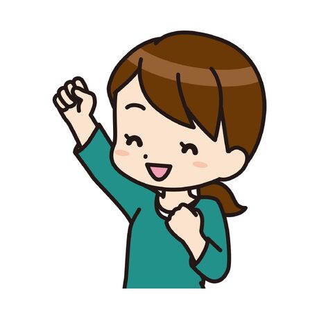 ガッツポーズをする女性上半身１イラスト
